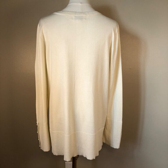 Melissa Paige Long Sleeve Round Neck Hi Lo Hem Cream Sweater Size XL - Picture 2 of 8